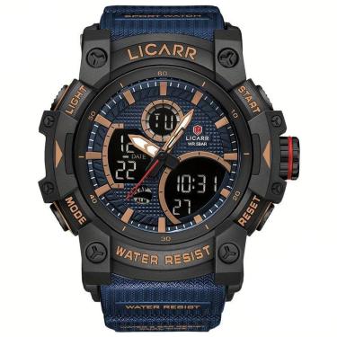 Imagem de Relógio Desportivo Digital Masculino Duplo Display A Prova De água 5atm Estilo Casual Rosa Azul