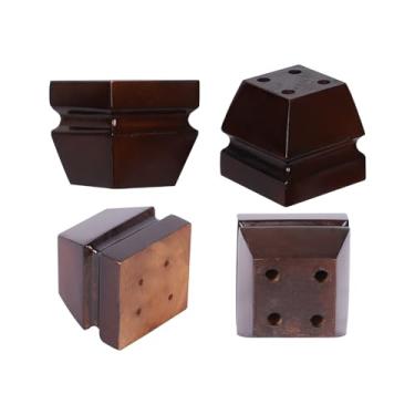 Imagem de Texphw Conjunto de 4 pernas de móveis de madeira quadrada - Pés resistentes de substituição de madeira para sofá, mesa, sofá, cama, banco, cômoda, cadeiras, aparador, poltrona reclinável (marrom, 5 cm