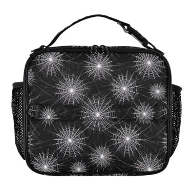 Imagem de Joisal Lancheira preta com teias de aranha brancas para mulheres, meninas, lancheira, personalizada, para crianças, homens, para trabalho, bolsa térmica macia isolada para adultos