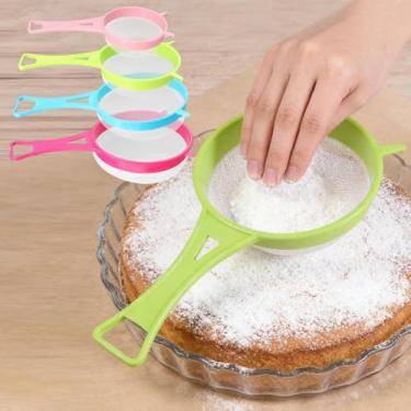 Imagem de Conjunto de 4 coadores de malha fina peneira de cozinha com alça escorredor de malha de vários tamanhos para cozinhar, peneirar, filtrar pó