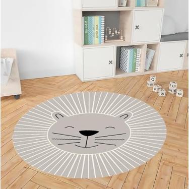 Imagem de Tapete Decorativo Para Quarto de Bebê - Leão Cinza