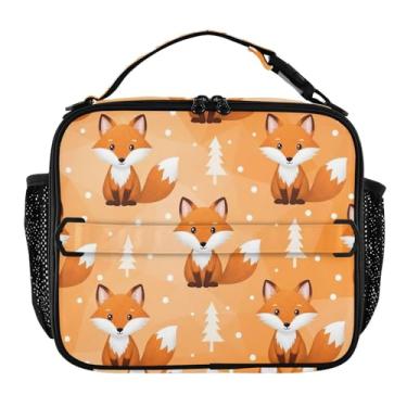 Imagem de Joisal Lancheira fofa de raposa laranja para mulheres, meninas, lancheira com alça de ombro masculina e infantil, lancheira para trabalho, escola, rosa, bolsa térmica divertida
