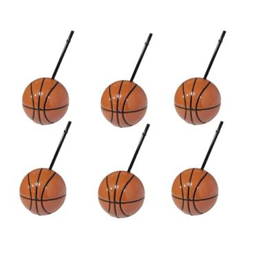 Imagem de Simple polymer 6 peças de copos de bola de basquete com canudos e tampas, copo de plástico de 425 g para suprimentos de lembrancinhas de festa com tema esportivo (basquete)