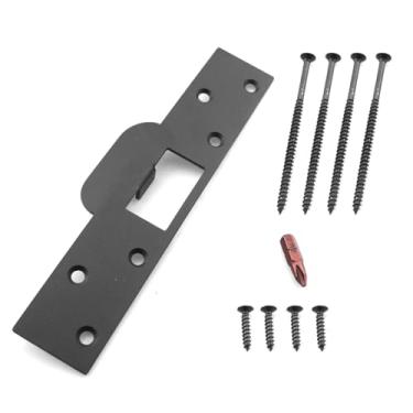 Imagem de ZYAMY Rolha de porta extralonga 17,8 cm barra de porta de entrada de metal resistente com furos para reparar molduras danificadas, compartimentos para portas, furo grande para travar trava, placa de