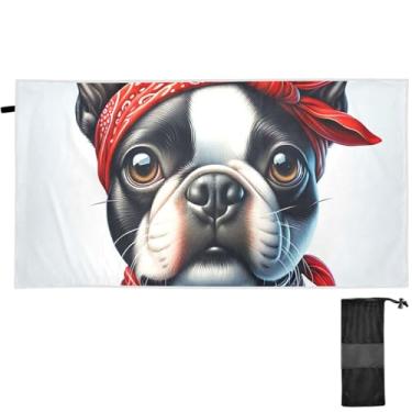 Imagem de TSENQUE Bulldog Toalha de praia à prova de areia com estampa de cachorro fofo toalha de banho de secagem rápida toalhas grandes de praia piscina banho ioga acampamento 152 x 76 centímetros