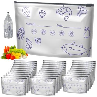 Imagem de 30 peças, saco de armazenamento de alimentos de folha de alumínio, 3 tamanhos, reutilizável, hermético, frescor para conservação fresca, saco de vedação engrossada com zíper para carne de frutas