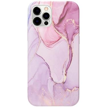 Imagem de Stephanie Imports Capa com design de resina epóxi de silicone marrom-roxo para iPhone 12 Pro Max + protetor de tela de vidro temperado