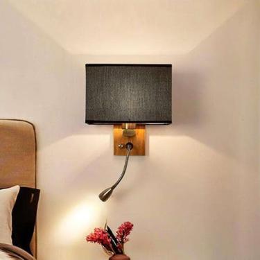 Imagem de GZZBMY E27 Arandela Lâmpada de Parede Interior LED Lâmpada de Leitura 360° Giratória Lâmpadas de Parede com Interruptor Sombra de Tecido Quadrado Iluminação de Parede Moderna para Sala de Estar Quarto