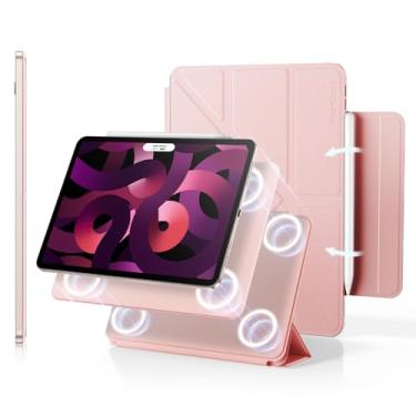 Imagem de Capa para iPad de 11 polegadas (2022/2021/2020/2018, 4ª/3ª/2ª/1ª geração), capa para iPad, suporte de 5 vias, suporte completo para Pencil 2, capa magnética de rebote, rosa