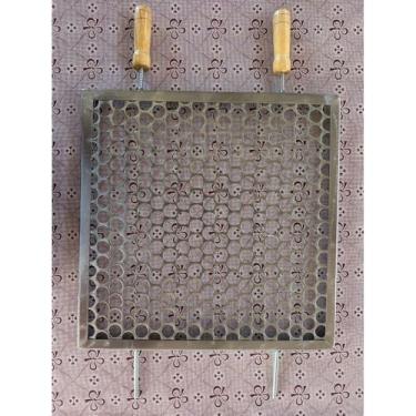 Imagem de Grelha Churrasqueira，Multi-Forma，Com Cabo de Madeira，Adequado para Grelhar Carne e Salsichas(40x40)