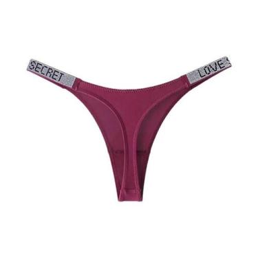 Imagem de Calcinha Tanga De Baixa Cintura Com Letras Em Strass Para Mulheres Sex