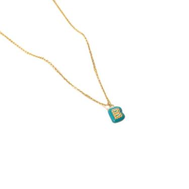 Imagem de Colar com letra azul, design exclusivo, hipoalergênico, moderno, Medium, Cobre, Sem Pedra Preciosa