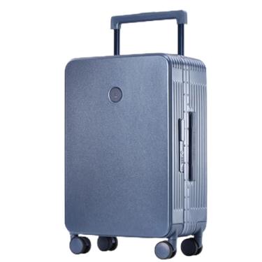 Imagem de Bagagem japonesa de grande capacidade, feminina, mala de carrinho largo, rodas universais, moldura de alumínio, estudante masculino, mala de 50 cm, caixa de senha, elegante e durável, preto/branco, etc. (azul 50 cm)