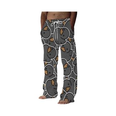 Imagem de Calças Casuais Com Estampa De Pato Amarelo Para Homens E Mulheres, Cal