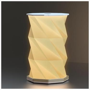 Imagem de Abajur de mesa para quarto, luzes noturnas reguláveis de LED contínuas, lanterna de mesa com controle de toque, luminária de cabeceira de papel dobrável, lâmpada de mesa de cabeceira recarregável para