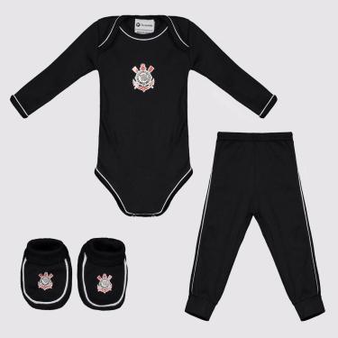 Imagem de Kit Body Calça+Pantufa Infantil Corinthians-Unissex