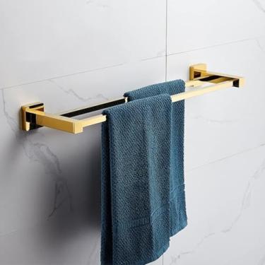 Imagem de Toalheiro de aço inoxidável engrossado, conjunto de ferragens de banheiro, toalheiro, dobrável, toalheiro, trilho, roupas, escorredor de roupas, conjunto de acessórios de banheiro