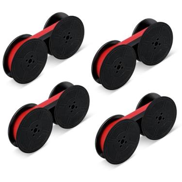 Imagem de 4 pares de fita universal para máquina de escrever, fita de tinta vintage para máquina de escrever 1,27 cm de largura, fita de tinta preta e vermelha, carretel duplo, carretel duplo, substituição