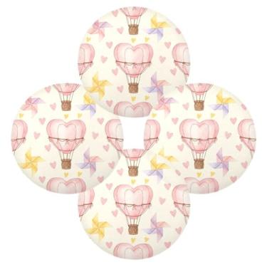 Imagem de Wassud Jogo americano conjunto de 4 balões de ar cata-vento tapetes de mesa redondos para cozinha e jantar tapetes laváveis resistentes ao calor decoração de mesa 39 cm