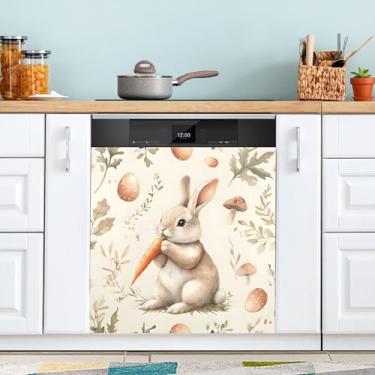 Imagem de SEHANY Capa magnética de conto de fadas fofo coelhinho da Páscoa, adesivos magnéticos decorativos antiarranhões para painel de geladeira e lava-louças, decoração de flores de fazenda de cozinha
