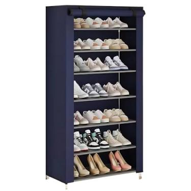 Imagem de Sapateira Organizadora 9 Andares para 27 Pares | Armário Multiuso Desmontável Fácil de Montar para Casa e Quarto(AZUL 7 ANDARES)
