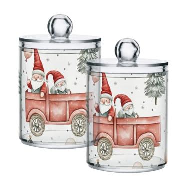 Imagem de xigua Pacote com 2 lindos suportes de Natal para bolas de algodão, cotonete – Frasco de plástico de boticário de armazenamento versátil transparente de 400 ml para banheiro e organização de