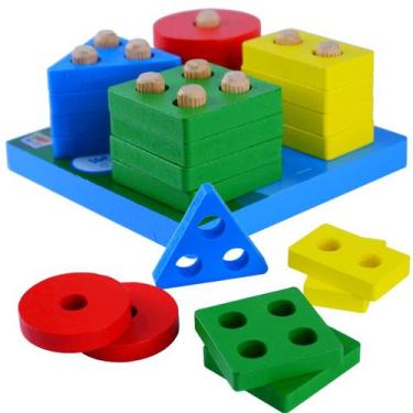 Imagem de Jogo Educativo Mickey Pato Donald Disney Encaixe Formas MDF, Colorido