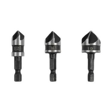 Imagem de Conjunto De Brocas Escareadoras Para Madeira E Aço Macio Com Haste Hex