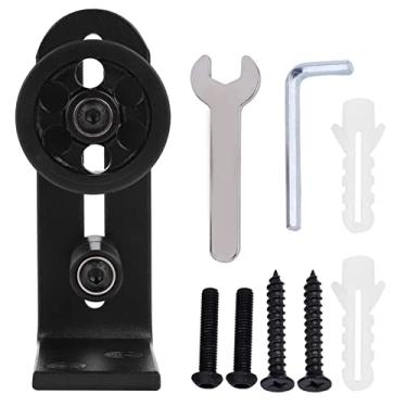 Imagem de CUOFYUNL Rolo de suporte ajustável para piso, guia de piso para porta de celeiro, rolo de suporte (pulverização preta)