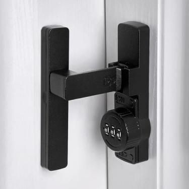 Imagem de Wocoe Trava de senha mecânica fosca de 90 graus, fechadura de porta de celeiro, senha de 3 dígitos sem chave, trava dobrável com combinação, protege a privacidade, para porta de celeiro, jardim