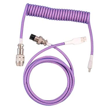 Imagem de ZGUZMCMK Cabo USB para Carregamento, Cabo Divisor USB com Conector Metálico para Teclado Mecânico, Roxa