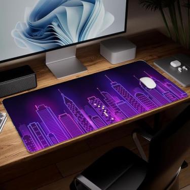 Imagem de Tapete de mesa de couro, mouse pad de arte colorida grande teclado de computador para jogos mousepad à prova d'água protetor de mesa e capa, tapete de mouse decorativo de couro PU para laptop