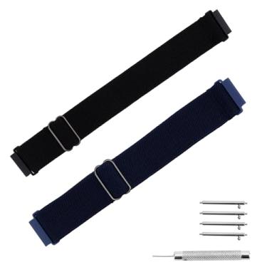 Imagem de 2un Pulseira de Relógio Ajustável em Nylon Compatíveis com Modelo F91W, 18mm Pulseira Relógio de Liberação Rápida com Fivela Reforçada e Ferramenta Instalação para Homens(Preto e Azul Escuro)