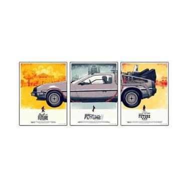Imagem de Pôsteres De Carros De De Volta Para O Futuro, 3 Peças Em Tela De Seda,