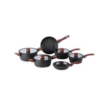 Imagem de Jogo de Panelas Brinox Antiaderente Ceramic Life 6 Peças Sirius com Indução Preto Preto