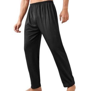 Imagem de Calça Básica Tecido Canelado Unissex Dia a Dia Pijama Slim Fitness, Pr