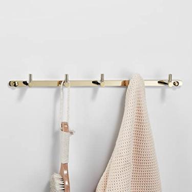 Imagem de Conjunto de ferragens de banheiro acessórios de banheiro dourado suporte de parede, escova de vaso sanitário, anel de toalha, cesta de tecido, rede de sabão, espelho, suporte de papel higiênico