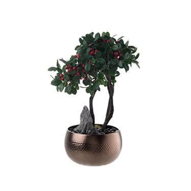 Imagem de U5GAAALPPQ9 Plantas falsas bonsai artificial simulação fruta linda casa escritório hotel lobby decoração plantas artificiais 18,9 polegadas de altura plantas artificiais para decoração de casa