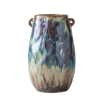 Imagem de Vasos de cerâmica simples estilo nórdico pequeno vaso de orelha dupla inserção de flores casa sala de estar hotel ornamentos vaso de mesa