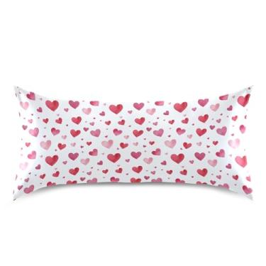 Imagem de Wassud Fronha de cetim romântica dia dos namorados para cabelo e pele fronhas de seda lisa king size respiráveis com fecho de envelope