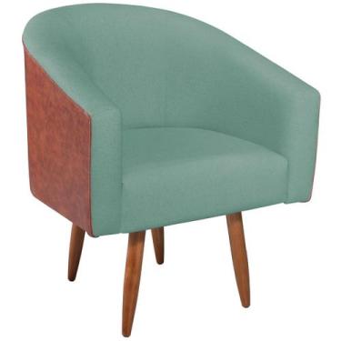 Imagem de Poltrona Luiza Corano Nozes e Linho Azul Turquesa - Doce Sonho Móveis