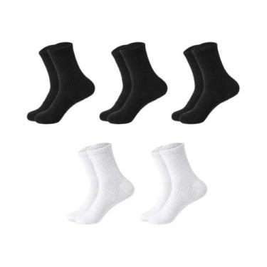 Imagem de Meias De Algodão Masculinas Pretas Com Compressão E Amortecimento, 5 P