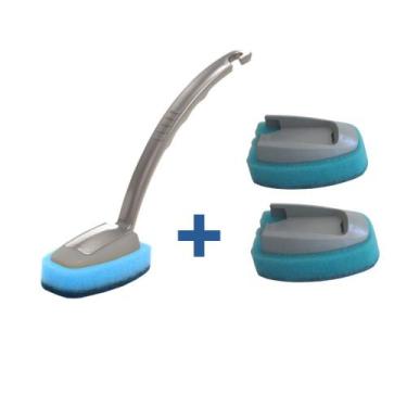 Imagem de Esponja anti risco Bucha Multiuso com Cabo 2 dois Refil Lava Louça ant