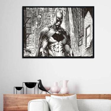 Imagem de Quadro Decorativo Desenho Batman Preto E Branco