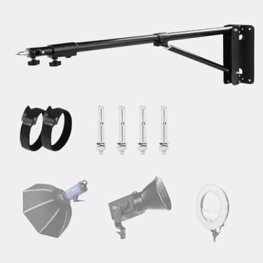 Imagem de SITTO Suporte de parede de anel de 130 cm, suporte de parede triangular para iluminação de estúdio fotográfico, barbearia, salão de beleza, iluminação de tatuagem, transmissão ao vivo, etc