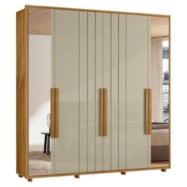 Imagem de Guarda Roupa Casal Veronese 06 Portas Com Espelhos 230 cm Cumaru Opala Madetec