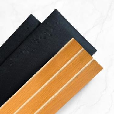 Imagem de Kit Cabeceira Estofada com Ripado em MDF 45x20, Painel Modular para Cama Solteiro Casal Queen e King, Kit Completo(12,Preto)