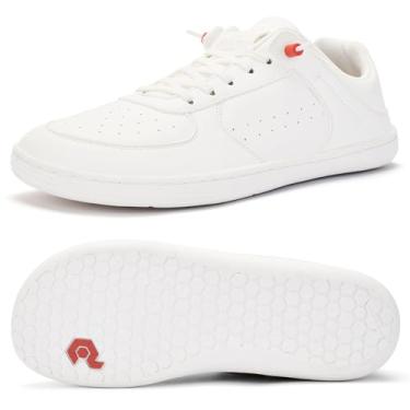 Imagem de Pulltop Sapatos masculinos com bico largo e descalço – Sapatos sociais minimalistas, sem queda, sem queda, sem cadarço, para caminhada, antiderrapante, para homens, Branco, 11 Wide