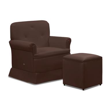 Imagem de Poltrona de Amamentação Base Balanço e Puff Lígia Sintético Marrom E03 - D'Rossi