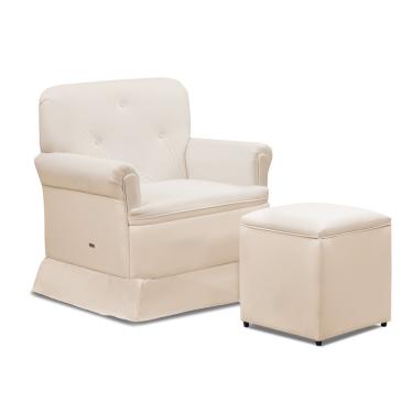 Imagem de Poltrona de Amamentação Base Balanço e Puff Lígia Sintético Bege E03 - D'Rossi